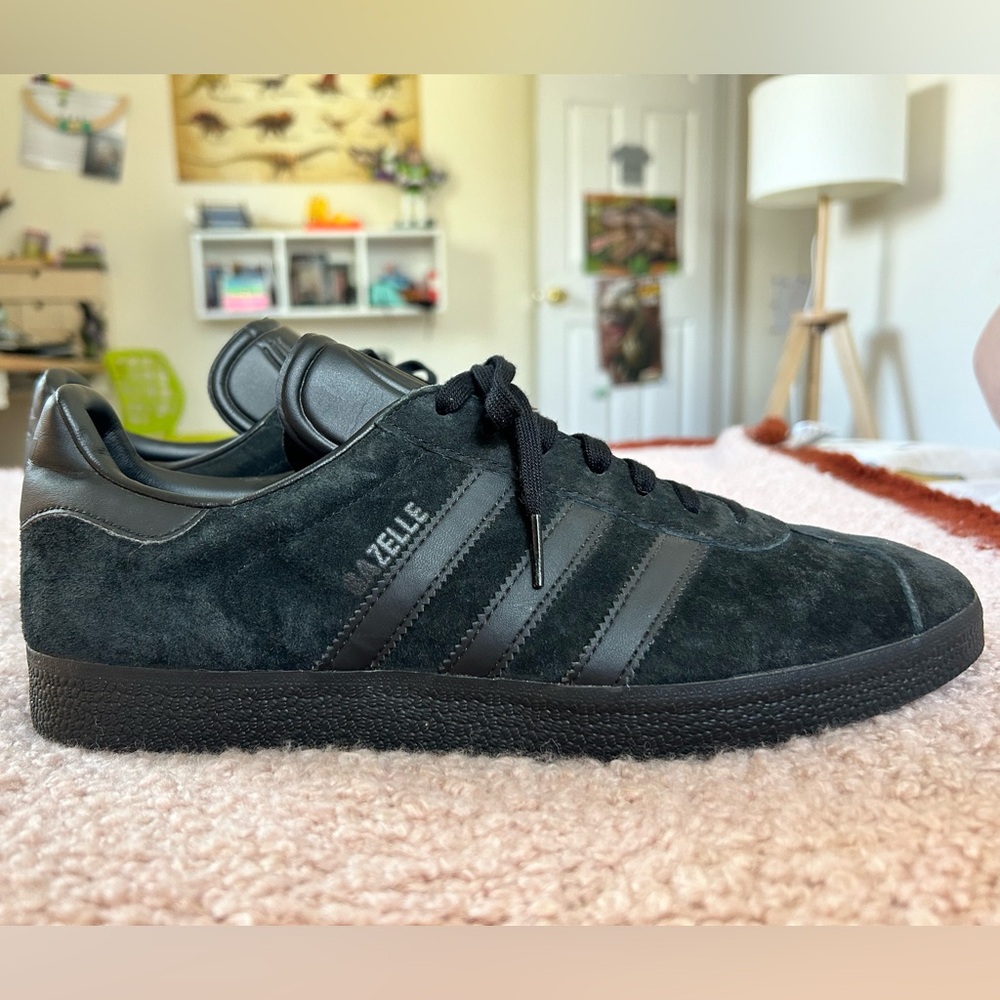 Adidas Gazelle triple black size 10.5 worn a few times. See condition in pics